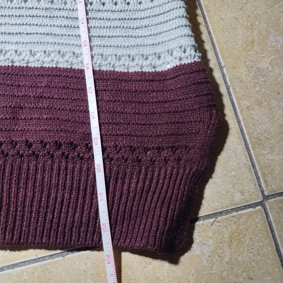 Women's Stripped Cropped Multicolored Knit V Neck Hoody Size 2XL - Picture 12 of 13